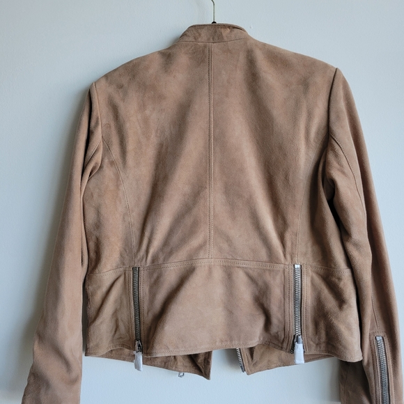 REISS Suede Lamb Leather Biker Jacket Size 10 - Picture 8 of 11